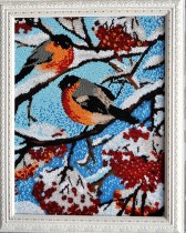"Снегири" Рисунок на ткани