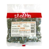 Страз клеевой " Zlatka" RS SS30 6 - 6. 5 мм акрил 100 г в пакете с еврослотом черный( jet) 